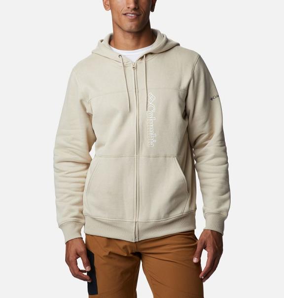 Columbia Logo Hoodies Khaki For Men's NZ56380 New Zealand